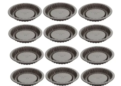 Produktbild von 12 x Backform für kleine Obsttorten Wellenrand °12cm 0,16L Stahlblech Antihaft WALTER