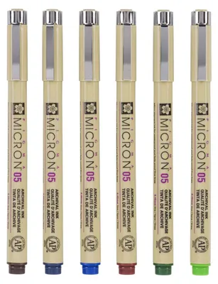 Image de SAKURA POXSDK056B SAKURA Fineliner PIGMA MICRON 05, couleurs terre, coffret de 6