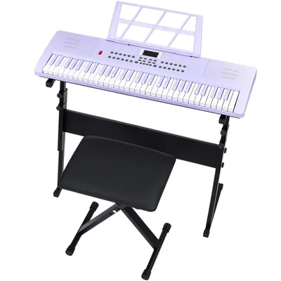 Produktbild von FCH 61 Tasten E Keyboard,Elektronisches Klavier, Digitalpiano Set,Keyboardständer, Keyboardbank und Mikrofon,Lila