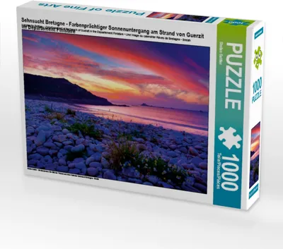 Produktbild von Calvendo Sehnsucht Bretagne - Farbenprächtiger Sonnenuntergang am Strand von Guerzit im Département Finistére 1000 Teile Puzzle quer 640x480mm, Sattler Stefan; 7403151