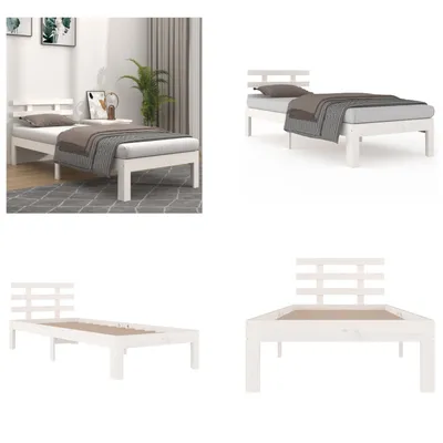Produktbild von vidaXL Massivholzbett Weiß 90x190 cm - Bettrahmen - Bettgestell - Bett - Holzbettrahmen