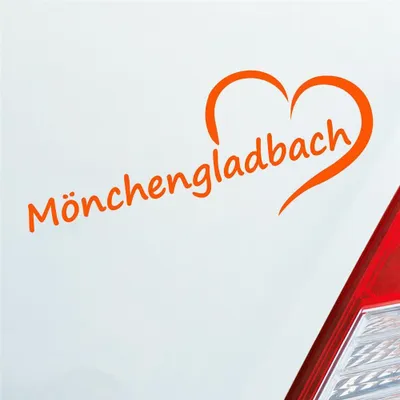 Produktbild von Auto Aufkleber Mönchengladbach Herz Stadt City Liebe Love 19,5x8 cm Orange Sticker Heckscheibenaufkleber