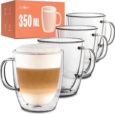 Productafbeelding van Famanu Latte Macchiato glazen, dubbelwandig - 4 stuks, 350 ml per stuk