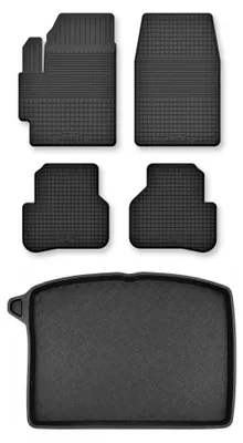 Zdjęcie produktu dla Dywaniki gumowe + mata bagażnika do Mazda 3 I BK 2003-2008 (hatchback) – czarne, dobierane – Wielganizator Semi-Universal