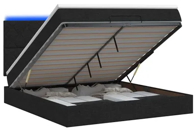 Obrázok produktu pre Posteľ s úložným priestorom a LED matracom, čierna, 160 x 200 cm, látka