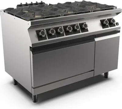 Immagine prodotto di Piano cottura a gas Mareno M1-700 con 6 bruciatori e forno elettrico GN 1/1, 120 cm