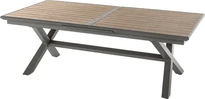 Produktbild von Ausziehbarer gartentisch "axiome" mit holzeffekt honey & praline 10 plätze aus epoxybehandeltem aluminium - Hespéride