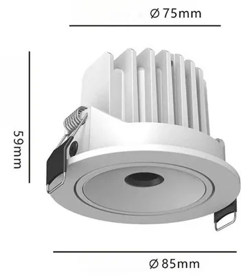 Image de Spot encastrable, rond, blanc 4000 K, 10 W, anti-éblouissant, orientable