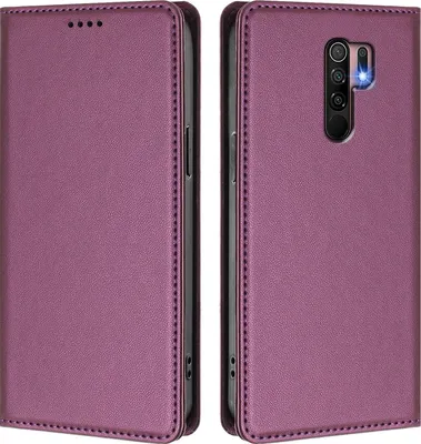 Produktbild von Handyhülle für Xiaomi Redmi 9, Kunstleder Klapphülle Stoßfeste Magnetische Hülle mit Ständer Lila