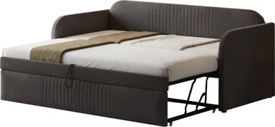 Produktbild von Polsterbett,Ausziehbares Schlafsofa(Schwarz) 90/180*190 cm,mit vertikalen Streifen, mit Lattenrost, Multifunktionsbett,atmungsaktiver Leinenstoff