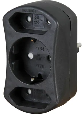 Produktbild von Kopp 177605002, Gerade, Gerade, 250 V, 16 A, Schwarz, Männlich/Weiblich