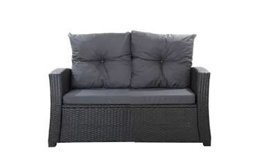 Obrázok produktu pre Ratanový vankúš na pohovku-Antracit| vydanie pre 2 osoby | rozmery 112x52x7, 2*56x50| Vankúš na pohovku| Vankúše na záhradný nábytok