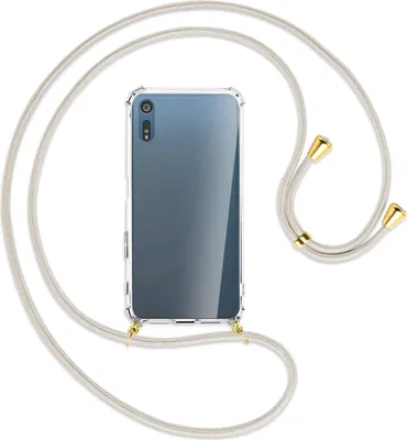 Produktbild von Handykette Backcover-Schutzhülle mit Band (Metall goldfarben) für Sony Xperia XZ, XZs - broken white