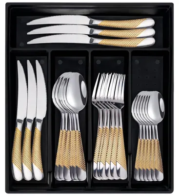 Image de Ensemble de couverts en acier inoxydable, 24 pièces pour 6 personnes, avec coffret
