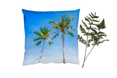 Produktbild von MuchoWow® Zierkissen Sofakissen Wohnzimmer Dekokissen 60x60 cm Palme - Sommer - Tropisch - Sitzfläche - Foto Polster