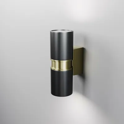 Image de Applique d'extérieur Bowery noir et or, 2xGU10x50W, métal, dimensions : 18 x 6,4 x 9,5 cm, IP54, Maytoni