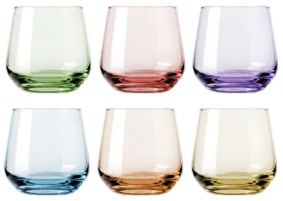Imagen del producto de Omgoods - Juego de vasos de vidrio Krosno de 1992, ideal para agua, zumos y cócteles. Capacidad: 310 ml. Juego de 6 unidades