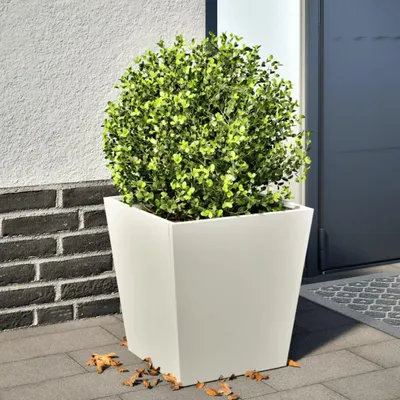 Produktbild von Weißer Pflanzkübel aus Stahl, 40x40x40 cm, für Balkon, Garten und Terrasse