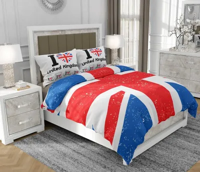 Produktbild von Bettwäsche 200x220 cm + 2x70x80 cm, 3-teilig, 100% Baumwolle, Satin, Reißverschluss, Flagge, Bunt - SOVIO | So.0008
