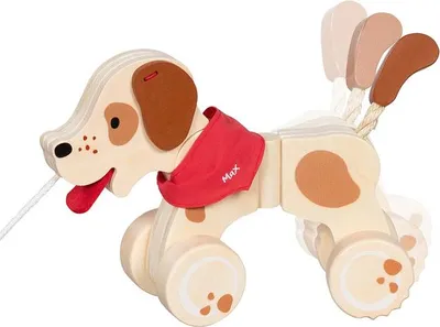 Obrázok produktu pre goki 54854 - Ťahacia hračka pes Max - Drevená ťahacia hračka s plstenými ušami