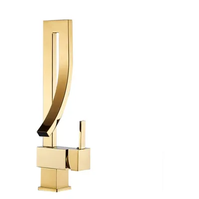 Produktbild von Waschbeckenarmatur Badarmatur, Modernes Elegantes Design Goldenes Messing 360° Schwenkbarer Waschtischmischer Warm- und Kaltwasser verfügbar, Keramikventil