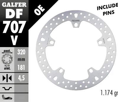 Obrázok produktu pre Brzdový kotúč Galfer DF707V ROUND tuhý predný 320x4,5 mm (2 potrebné) pre BMW K R S GT GTL ABS ST RS HP2 Megamoto RT LT Integral 800 - 1600 cc Rok výroby 1999 - 2025