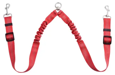 Produktbild von Doppel-Hundeleine mit 360°-Drehgelenk & Ruckdämpfer – Elastische Anti-Verwickel-Leine für 2 Hunde, reflektierend für sichere Spaziergänge