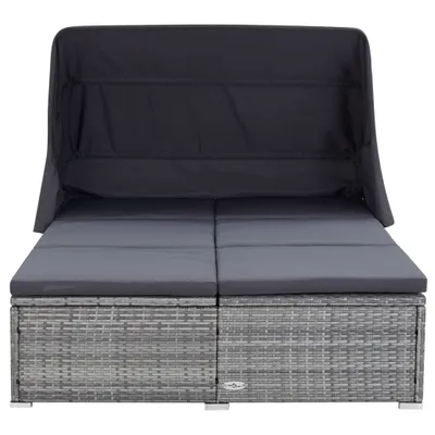 Immagine prodotto di Lettino Prendisole a 2 Posti con Cuscino in Polyrattan Grigio