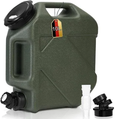 Obrázek produktu pro Kanystr na vodu s kohoutkem a šroubovacím víkem - 10 litrů, bez BPA, armádní zelená
