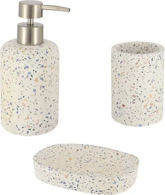 Produktbild von Set becher spender und seifenschale zement - terrazzo - Tendance