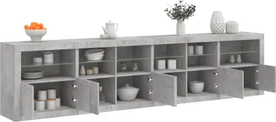 Obrázek produktu pro vidaXL Příborník s LED světly betonově šedý 283x37x67 cm