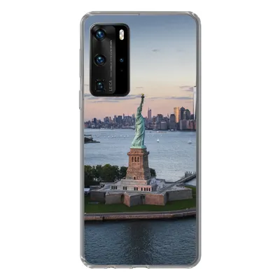 Produktbild von MuchoWow® Handyhülle Schutzhülle Hülle für Huawei P40 Pro New York - Freiheitsstatue - Skyline Silikon Softcase Handy Hülle - Schutz