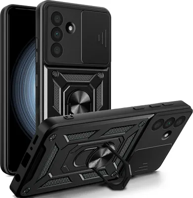 Produktbild von Outdoor Panzer Hülle für Samsung Galaxy A36 / Galaxy A56 mit Kameraschutz Ringhalter Bumper in Schwarz