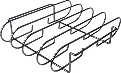 Produktbild von BBQ Rippchenhalter aus Edelstahl, 4 Rippen, gleichmäßige Hitze, wiederverwendbar, spülmaschinenfest, für Gasgrill & Holzkohlegrill