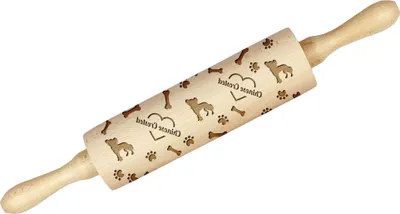 Produktbild von Chinesischer Schopfhund - Nudelholz mit Hund, Verzieren von Keksen mit einem Nudelholz in Mustern, Geschenk für den Keramiker der Marke Art-Dog