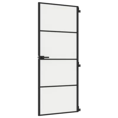 Obrázok produktu pre Vnútorné dvere tenké čierne 83x201,5 cm tvrdené sklo a hliník