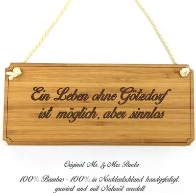 Produktbild von Mr. & Mrs. Panda Schild Götzdorf - Geschenk, Graviert, Türschild, Wegweiser, Geschenkidee, wandtafel, Praxisschild, Shabby, Landhaus, Holzschild