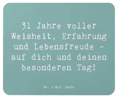 Produktbild von Mr. & Mrs. Panda Mouse Pad Spruch 31. Geburtstag Weisheit - Meeresbrise - Geschenk, Geburtstagsgeschenk, Mauspad, pc mousepad, Happy Birthday, ermutigende Botschaft