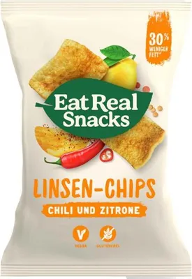 Produktbild von Eat Real Snacks Linsen-Chips Chili und Zitrone 113g