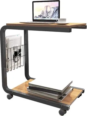 Immagine prodotto di Scrivania in rovere con rotelle per computer portatile, ideale per la camera da letto e il soggiorno
