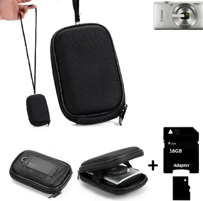 Produktbild von K-S-Trade Kameratasche kompatibel mit Canon IXUS 185 Hardcase für Kompaktkamera + 16GB Speicherkarte Gürteltasche Case Schutz Hülle Fototasche