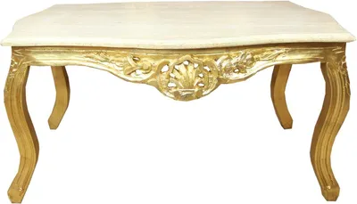 Produktbild von Casa Padrino Barock Couchtisch Gold mit Marmorplatte Creme - Möbel Wohnzimmer Tisch Antik Stil