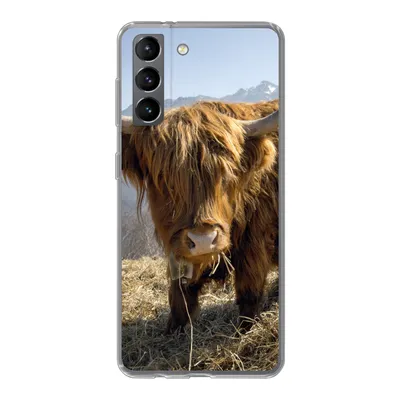 Produktbild von MuchoWow® Handyhülle Schutzhülle Hülle für Samsung Galaxy S21 Schottischer Highlander - Berg - Schnee Silikon Softcase Handy Hülle - Softcase