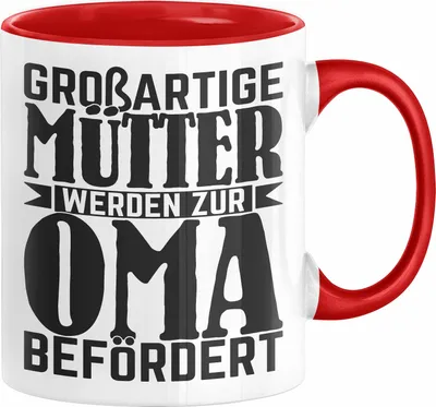 Produktbild von Oma Geschenk Tasse Beste Oma Geschenkidee Geburtstag Muttertag Großartige Mütter Werden Zur Oma Befördert (Rot)