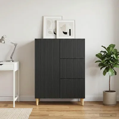 Image de Maison Exclusive - Buffet noir 66 x 34,5 x 90 cm en aggloméré