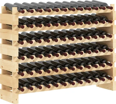 Image de HOMCOM Étagère à bouteilles casier à vin range bouteilles horizontal 6 niveaux 72 bouteilles max. dim. 114L x 28l x 85H cm bois de pin massif