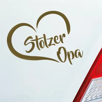 Produktbild von Auto Aufkleber Stolzer Opa Liebe Herz Großvater Enkel 12x10 cm Gold Sticker Heckscheibenaufkleber