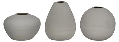 Imagen del producto de Jarrón pequeño "Milo", de cerámica, color gris, altura 12 cm, diámetro 9 cm. Código: 53167. EAN: 4063387531679. Juego de 3 unidades (variedad de colores)