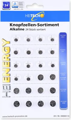 Produktbild von Heitech Alkaline Lithium Knopfzellen Batterien 24 Stück Langlebig