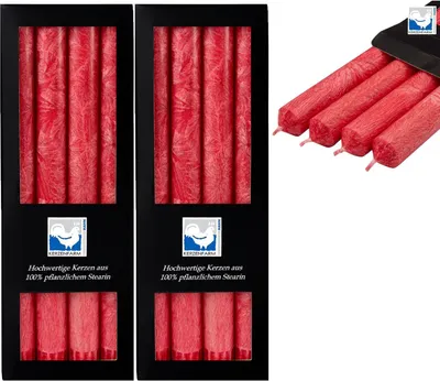 Produktbild von 2 x 4 Stearin Stabkerzen Rot - Red 250 x 22 mm Kerzenfarm Kerzen Candle Set